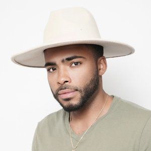 Bone Wide Brim Fedora Hat
